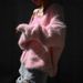 Women's Clothing Luxury Faux Mink Knit Cardigan Women's V-Neck Long Sleeve Oversized Sweater Coat For Autumn Winter_ecoleips.com
