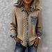 2026 New European American Style Knitted Patchwork Denim Shirt For Women, Autumn And Winter Fashion Versatile Long_ecoleips.com