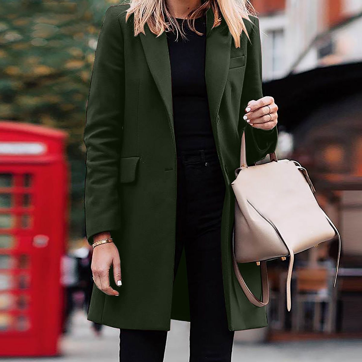 2025 Women's New Winter Mid To Long Breasted Solid Color Small Suit Jacket._ecoleips.com