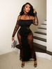 Women's Halter Neck Long Sleeve Dress Sexy Lace Bodycon Hollowed Out For Spring Summer_ecoleips.com