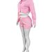 Women's Fashion Lapel Striped Shirt And Elastic Waist Shorts Two-Piece Set - Splicing Long Sleeve - Spring/Summer_ecoleips.com