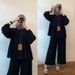 Muslim Women's Clothing New Simple Large Size Loose Waist Pleated Shirt Collar Loose Top_ecoleips.com