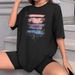European And American Foreign Trade Cotton Short Sleeve T-Shirt For Women Loose Mid-Length Printed_ecoleips.com