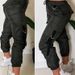 Women's Military Green Casual Sports Trousers Mid Waist Webbing Pockets Full Length Polyester Pants_ecoleips.com