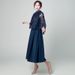 Verve Evening For Women 2025 New Navy Blue Casual Wear Long Elegant Party Dress_ecoleips.com