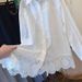 Elegant plus Size White Blouse for Women Loose Fit Long Sleeve Shirt with Lace Trim Chic Tunic Top for Spring_ecoleips.com