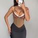 Hot Girl Backless Fishbone High End Camisole Sexy Perspective Mesh Splicing Lace Wrapped Chest_ecoleips.com