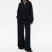 Women's Clothing Autumn New Lapel High Waist Trousers Loose Sweater Suit Sports Two Piece Suit_ecoleips.com