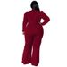 Plus Size Women's Jumpsuit Solid Color Long Sleeve Fashionable With Bow Clothing_ecoleips.com