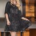 New Fashion Crew Neck Loose Waist Short Sleeve Short Dress Sequin Dress_ecoleips.com