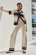 Women's Clothing Summer New Women's Clothing Fashion Hollow Striped Shirt Trousers Suit Knitted Two Piece Suit_ecoleips.com