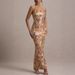 Women's Floral Sequin Bodycon Dress - Strapless Party Mini Dress, High Waist, Lightweight Polyester (Summer Fashion)_ecoleips.com