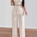 Women's Fashion 2025 New V-neck Camisole And Apricot Casual Wide-leg Pants Two-piece Set_ecoleips.com