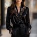 Women’s Lace V-Neck Blouse With Puff Sleeves – Unique Spring/Fall Fashion Top, Elegant & Feminine Design_ecoleips.com
