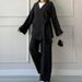 Women’s Clothing Autumn New Women's Clothing Solid Color Lace Cardigan Top Versatile Trousers Two Piece Set_ecoleips.com