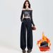 Autumn And Winter Wom's Dark Blue Loose-fitting Patchwork Straight-leg Fashion Versatile Curved-cut Long Jeans For_ecoleips.com