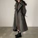 Korean Chic Double-Breasted Trench Coat – Belted Waist Long Wool Coat For Women (Oversized Fit, Knee-Length, Vintage Style)_ecoleips.com