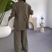 Women's Clothing spring and summer new fashion solid color loose tops casual wide leg pants women's two piece suit_ecoleips.com