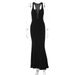 Women's Sleeveless Slim Fit Bodycon Dress Deep V Neck Eyelet European American Style Summer New Arrival Sexy_ecoleips.com