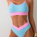 Women's Clothing New Sexy Solid Color Stitching Contrast Color Split Bikini Swimsuit Female_ecoleips.com