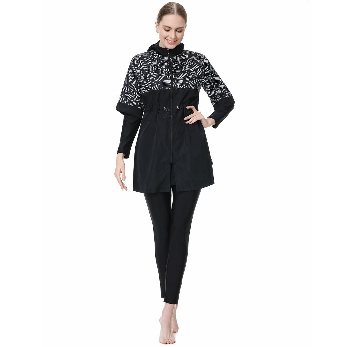 Conservative Three Piece Swimsuit Set Muslim Beachwear Long Sleeved Floral Skirt Long Pants Sun Protection Swimwear For Women_ecoleips.com