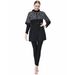 Conservative Three Piece Swimsuit Set Muslim Beachwear Long Sleeved Floral Skirt Long Pants Sun Protection Swimwear For Women_ecoleips.com