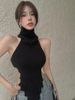 Sleeveless Knit Vest Women, New Design For Autumn And Winter, High Neck Sweater, Sexy Slim-Fit Short Top_ecoleips.com