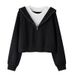European American Style Two-piece Short Sweatshirt Women, Spring And Autumn Thin Korean Version, Loose Fit With_ecoleips.com