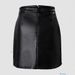 Fashion Women's Skirt Nightclub Outing Beaded Mini PU Leather Hip Wrapped Slim Zipper Sexy Short Skirt_ecoleips.com