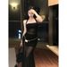 Star Galaxy Hot Diamond Halter Neck Camisole Age-Reducing Women's Slimming A-Line Long Dress Set_ecoleips.com
