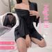 Aria Basics Bao Fei's New European And American High-end Pure Desire Style Deep V Pajamas, Sexy Lace-up Bathrobe, Can Be Worn_ecoleips.com