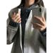 Gray American Retro Two-piece Sweatshirt Cardigan For Women, Autumn High-end College Style Patchwork Striped Shirt_ecoleips.com