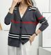 Women's Clothing Retro Contrast Color Striped Knitted Cardigan Fashionable And Versatile Temperament Casual Long Sleeves_ecoleips.com
