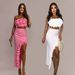 Women's Floral Print Halter Top And High-Low Skirt Set Summer Beach Cover up Outfit Casual Elegant Ensemble_ecoleips.com