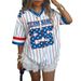 Women's Clothing Summer New Women's Clothing Fashion Trend Loose Striped Print V Neck Short Sleeved T Shirt Tops For Women_ecoleips.com