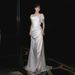 Elegant French Style Bridal Gown off the Shoulder Toast Dress Engagement Evening Banquet Women's Party Wear_ecoleips.com