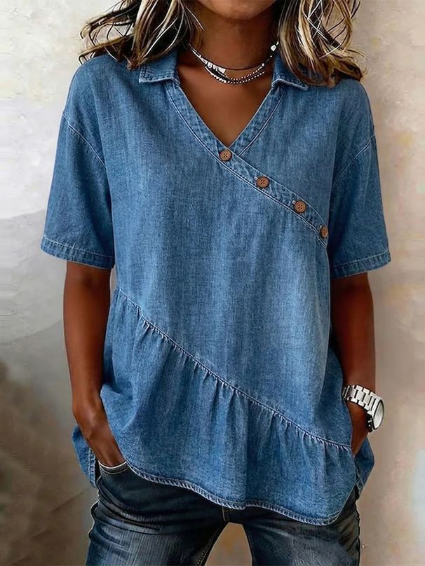 2026 New Model For Independent Platforms, Wish, Amazon, Foreign Trade Style, Elegant And Simple, Stand-up Collar Denim_ecoleips.com