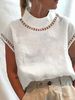 K Women's Solid Color Laced Casual High-Neck Lace Breathable Shirt_ecoleips.com