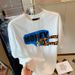 Women's White Tiger Themed T-Shirt Short Sleeve round Neck Loose Fit Trendy Top Mid-Length New Summer Style_ecoleips.com