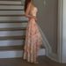 Elegant Backless Layers Mesh Gown Dress Vacation Floral Printed Long Dress Women Sexy Off Shoulder Asymmetry Straps Party Dress_ecoleips.com