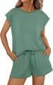 2026 Spring/Summer Spring Summer Crew Neck Loose Short Sleeve Two-Piece Set Women's_ecoleips.com