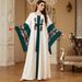 Elegant Long Kaftan Dress for Women with Sequined Embroidered Sleeves Cross Border Jalabiya Style 4366_ecoleips.com