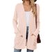 European And American Cross-Border Trade 2026 Autumn Winter New Solid Color Pocket Long Sleeve Base Cardigan_ecoleips.com