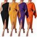 Slim Fit Asymmetrical Collar Cape Dress For Women Elegant American Fashion Evening Gown Hot Selling_ecoleips.com