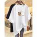 Women's Clothing Plus Size Short Sleeve T-Shirt Korean Style Loose Casual Fashionable Versatile Mid-Length Summer Wear For Youthful Look_ecoleips.com