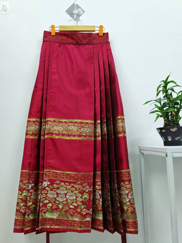 Heavy Embroidery Brocade Mamian Daily Commute Classical New Chinese National Style Improved Hanfu Half-Length Long Skirt_ecoleips.com
