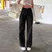 European And American Style 2025 New Solid Color Jeans For Women Drape Loose Slim High Waist Straight Pants Women Casual Trousers_ecoleips.com