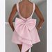 Women's Clothing Pearl Bow Short Skirt Fashion Slim Backless Lady Style Dress Women_ecoleips.com