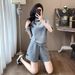 Women's Chinese Style Casual Sports Suit Short Sleeved Two Piece Set Gray Fashionable Summer 2024_ecoleips.com