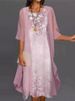 2024 Europe And The United States Summer Women's Casual Dress Two-piece Floral Print Round Collar Repair Maxi_ecoleips.com